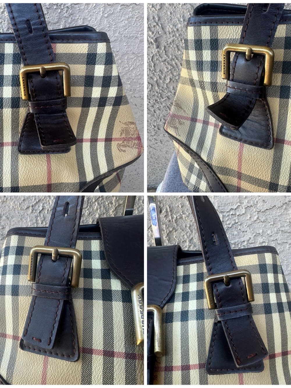 BURBERRY vintage Classic Plaid shoulder/handbag bag with Dark Leather Trim - Picture 11 of 12